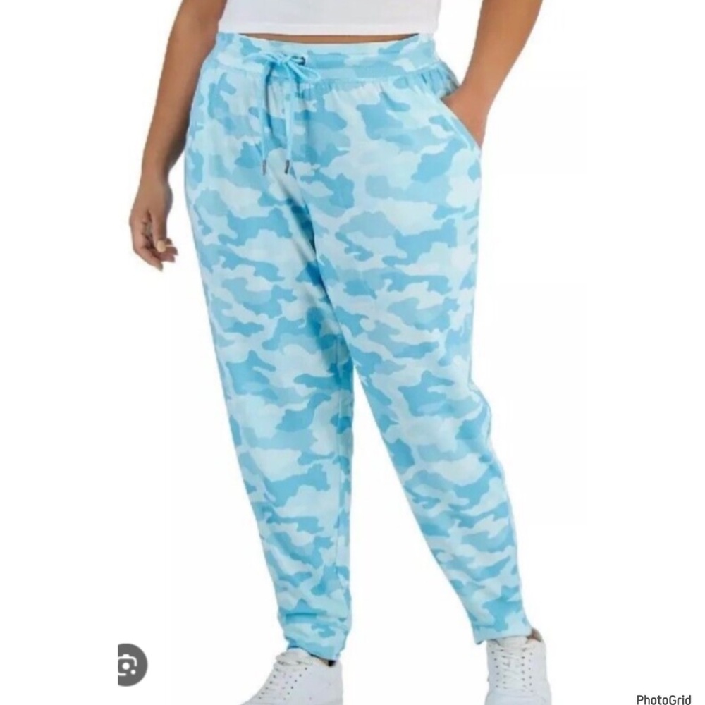 Ideology 2X plus size camo Aqua tone jogger pants NWT